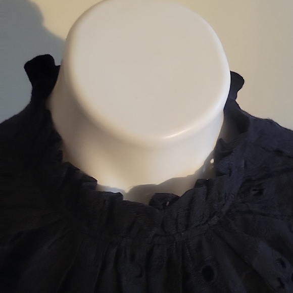 Black Eyelet Lace Long Sleeve Blouse - Picture 2 of 5